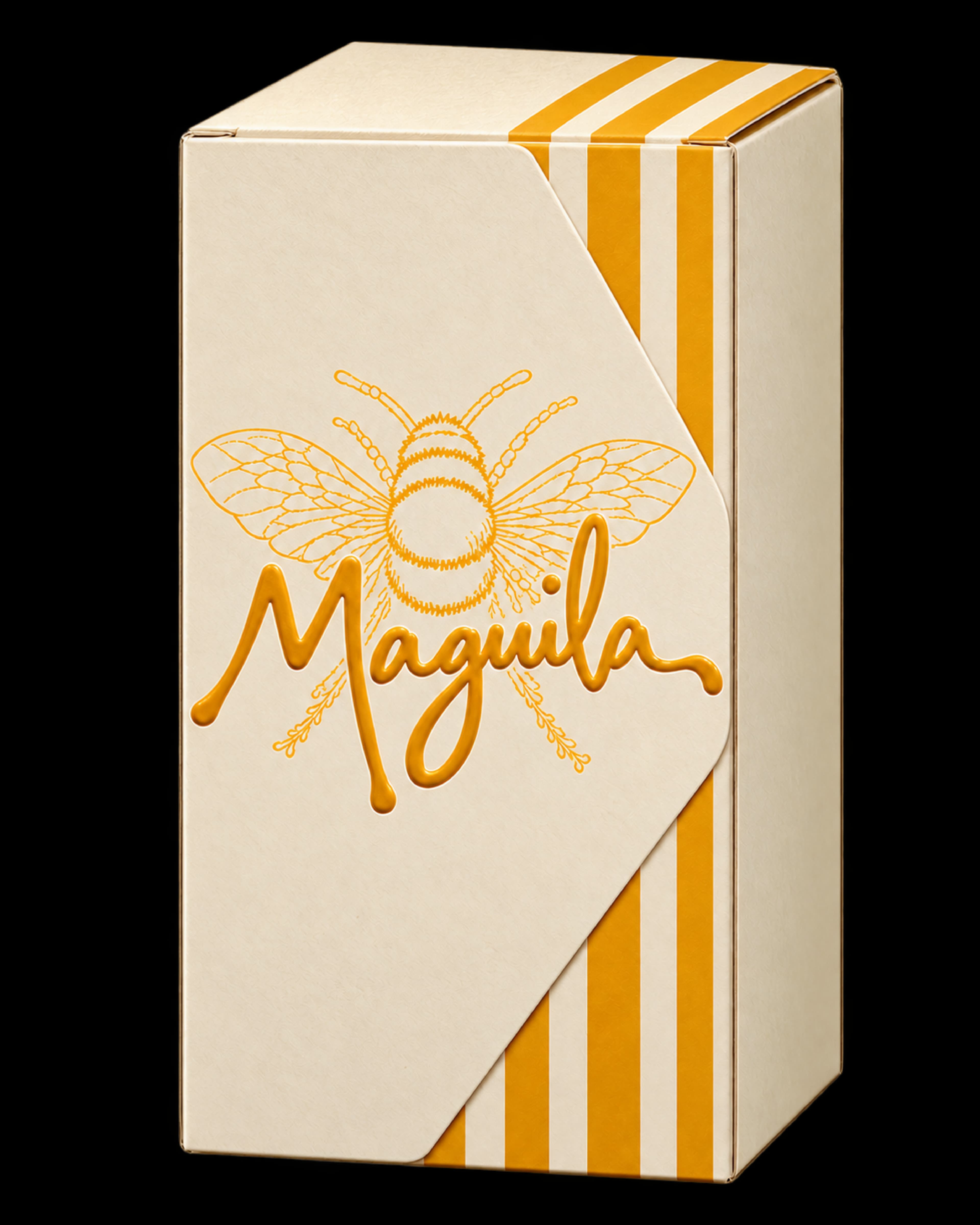 Caja MAGUILA con detalles dorados y abeja ilustrada