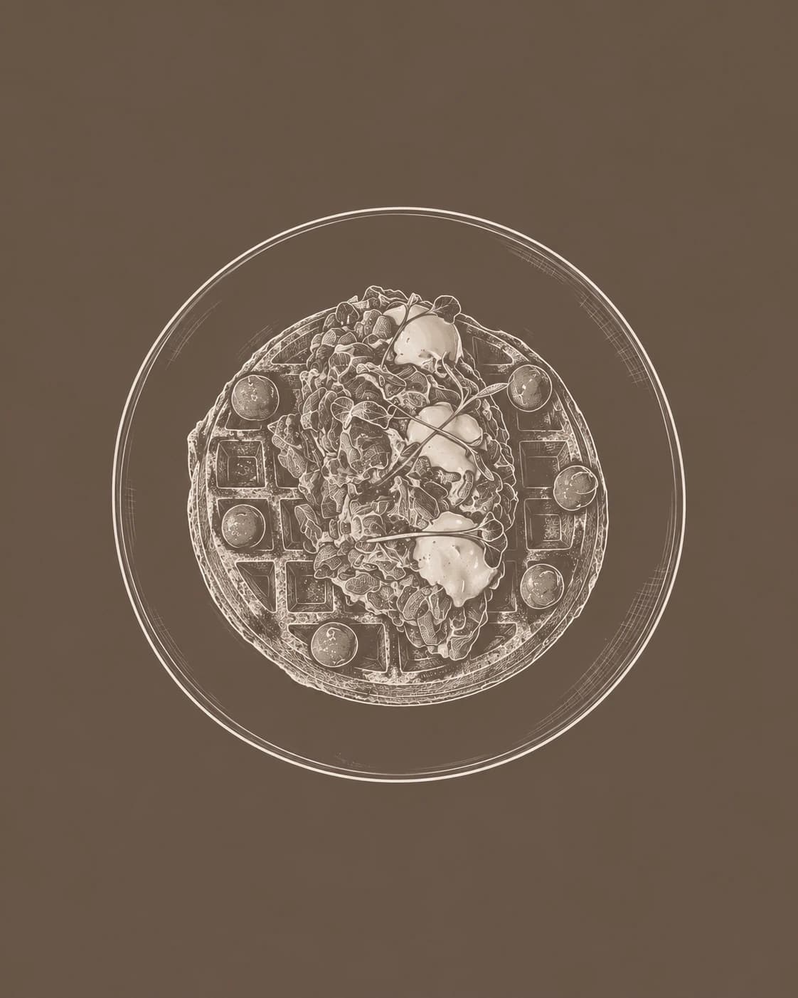 Ilustración editorial de un plato gastronómico.